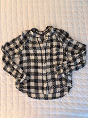 Anthropologie Black and White Plaid Button-Down Shirt